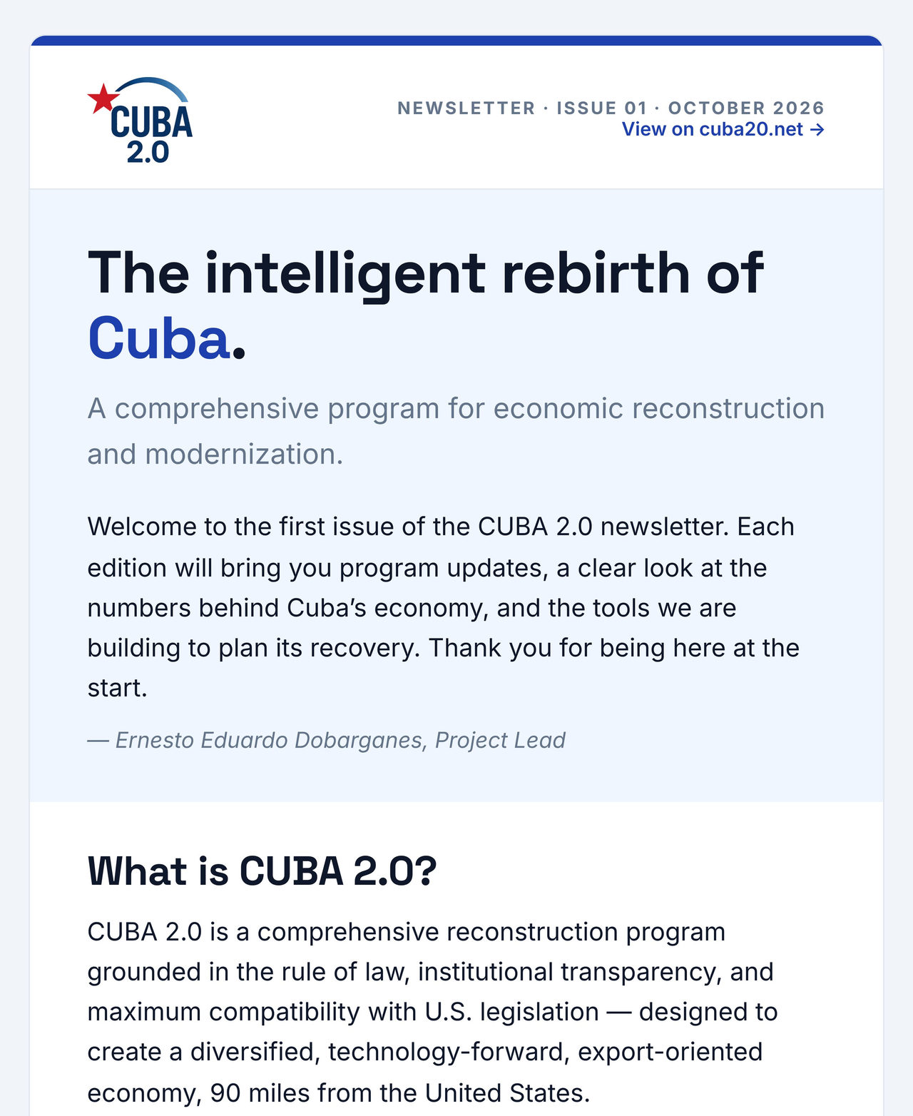 Cover of CUBA 2.0 Newsletter 01